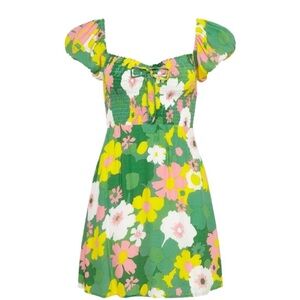 Floral Green and Yellow Dress